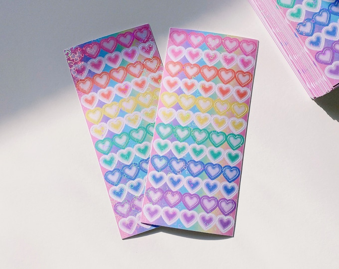 Holographic Dreamy hearts deco sticker sheet
