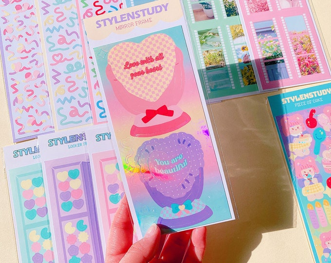 Cute Mirror Picture Frame Sticker sheet | Put your own picture in it!