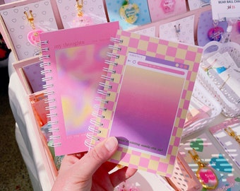 Spiral Bound Notebook | Cute Kawaii Retro pink notebook, bullet journal, grid journal, scrapbook, kpop anime journal, retro strawberry cake