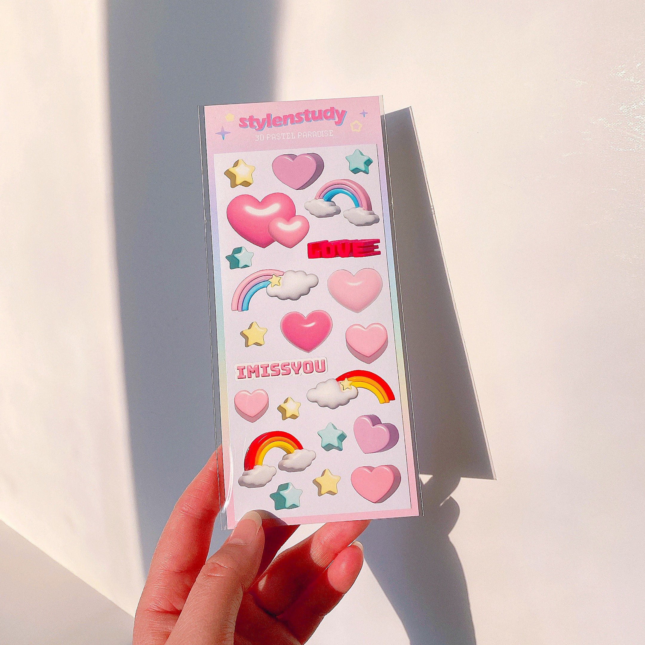 Pastel Color String of Pearl Ribbon Sticker, Kpop Photocards Toploader Deco,  Crystal Heart Candy, Planner, Flower Scrapbooking Deco Sticker 