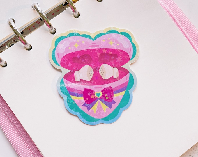 Heart Earbud Case Holographic vinyl sticker | 2.5 in
