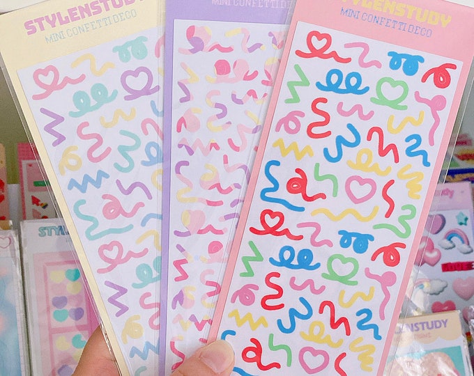 Cute Mini confetti sticker sheet | Bold, Pastel, Mix colors for journaling, polaroid deco, toploader deco