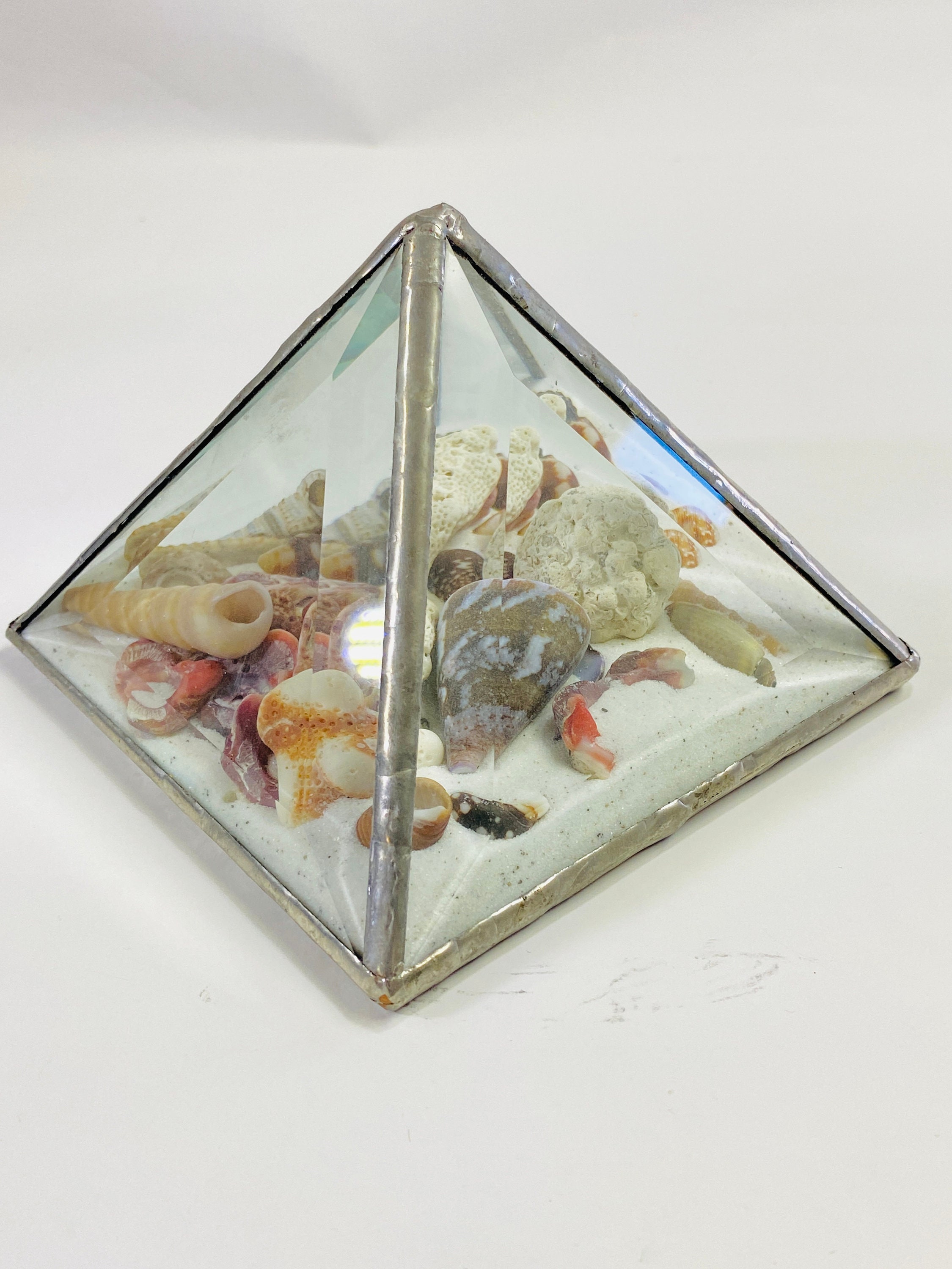 Sand Sculpture Office Decor Beveled Pyramid Stained Glass Decoration