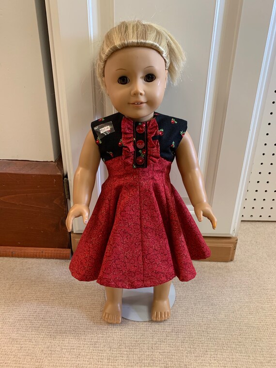 american girl doll red dress American Girl Doll Red and Black Cherry Dress