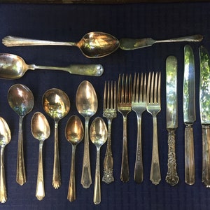 Vintage Mismatched Silver plated flatware set for 4