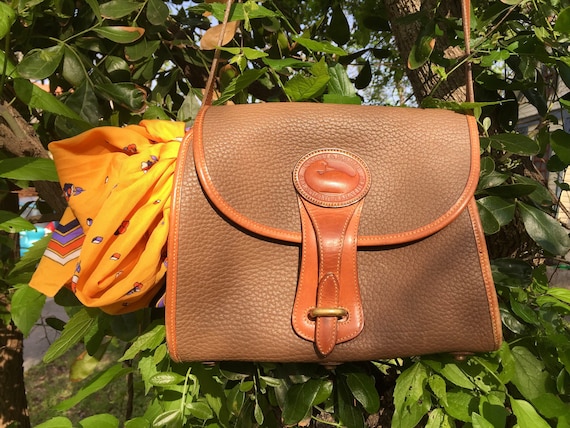 Vintage Dooney and Bourke Crossbody Bag in Grey-brown - Etsy Dooney & Bourke Gray Crossbody Bag with Brown Trim main image 0