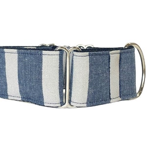 Dog Collar | Striped Linen Martingale Collar | Handmade Colalr for Sighthounds, Whippet, Saluki , Greyhound Collar
