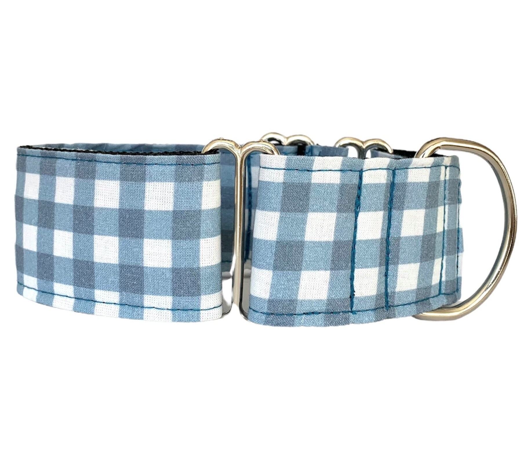 Blue gingham dog collar hotsell