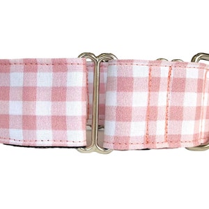 Dog Collar , Pink Gingham Dog Collar ,Martingale Dog Collar, Custom Dog Collar, Greyhound Collar