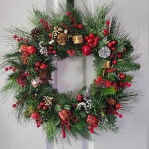 Christmas Evergreen Wreath made with Vintage Picks