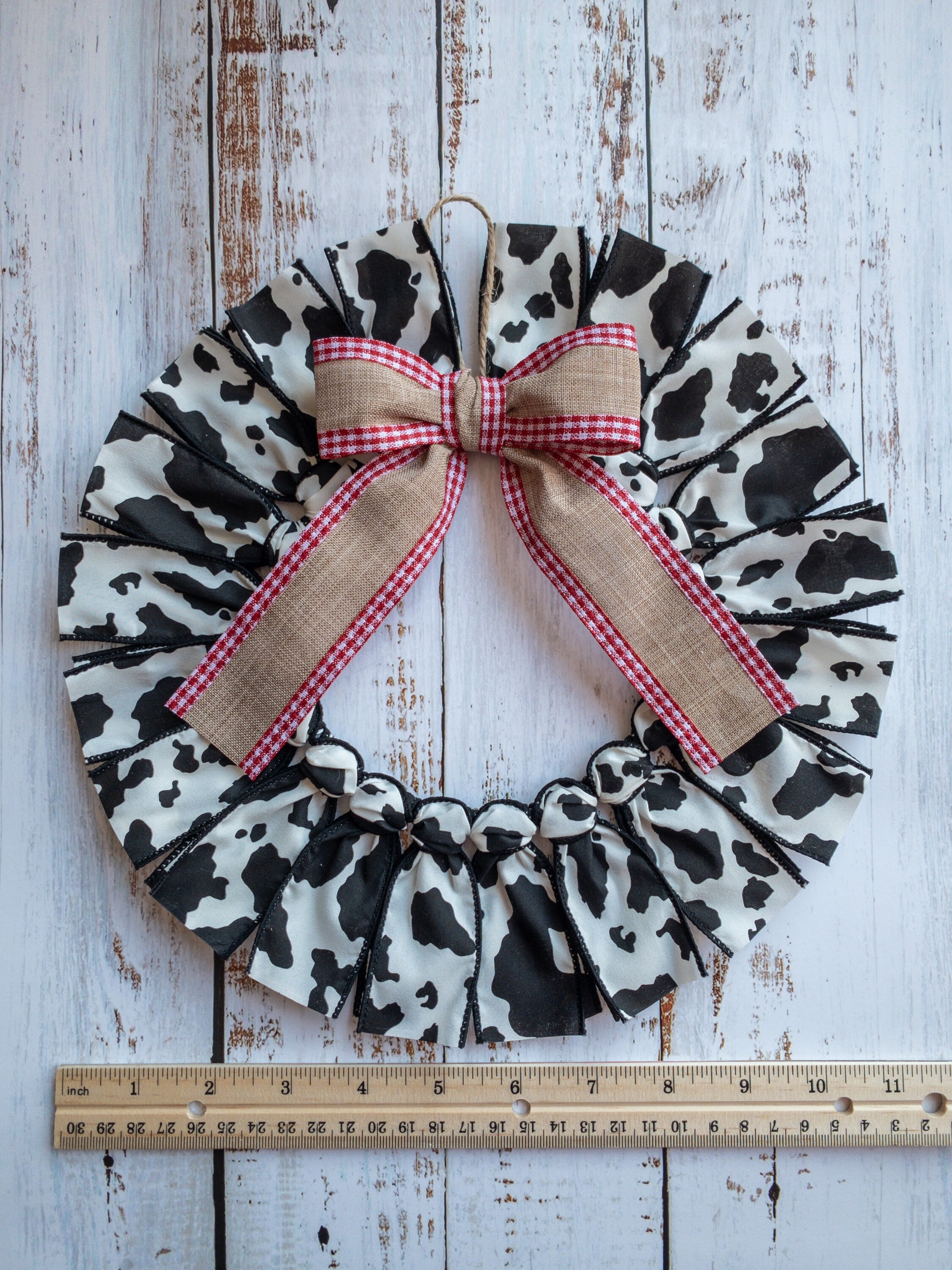 Small Cow Print Wreath Cow Decor Cowhide Decor Farm Kitchen Etsy