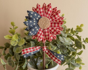 Patriotic Flower Pick, Flag Decor, Red White and Blue Floral, July 4th Decor, Americana Farmhouse Decor