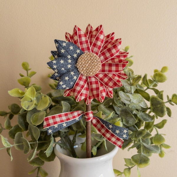 Patriotic Flower Pick, Flag Decor, Red White and Blue Floral, July 4th Decor, Americana Farmhouse Decor