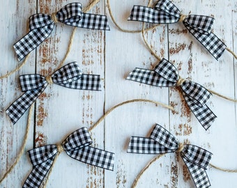 Order for Nichole - (Qty 2) 6 pc. sets Black and White Buffalo Plaid Bows, Buffalo Plaid Bows, Mini Tree Bows, Garland Bows