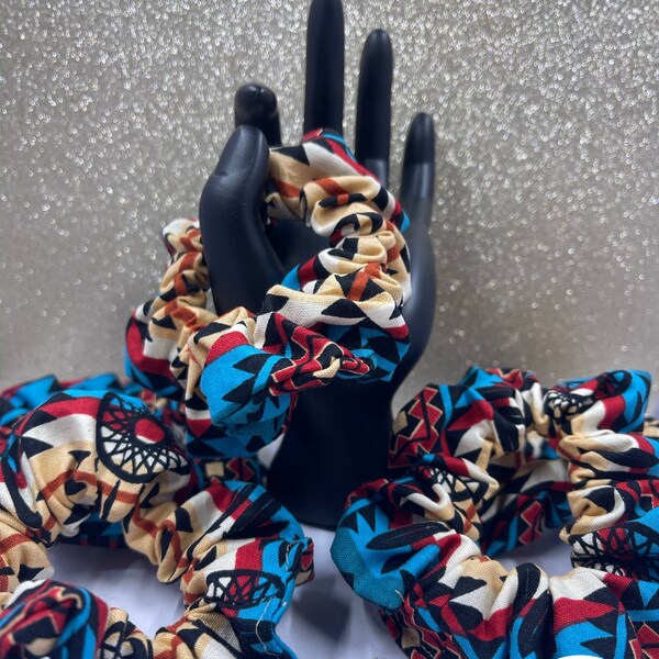 Aztec Scrunchie - Tribal Scrunchie - Handmade Scrunchie - Aztec Hair Tie - Hair Accessory - Girly Gift Idea - 100% Cotton Scrunchies