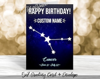 Cancer Birthday Card - July Birthday Card - June Birthday Card - Blank Birthday Card Gift - Custom Birthday Card - Handmade Birthday Card