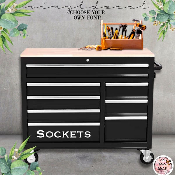 Sockets Vinyl Decal - Sockets Label - Tool Decals - Tool Organization Decals - Tool Organizing Labels - Tool Box Label - Workshop Decal