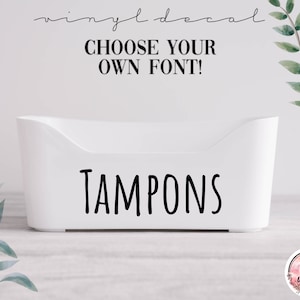 Tampons Vinyl Decal - Tampons Label - Bathroom Decals - Bathroom Organization Decals - Bathroom Organizer Labels - Minimalist Labels