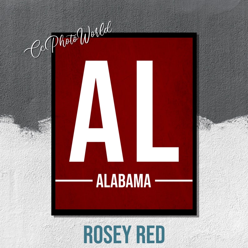 Alabama State Abbreviation Art Print Alabama Wall Decor US Etsy