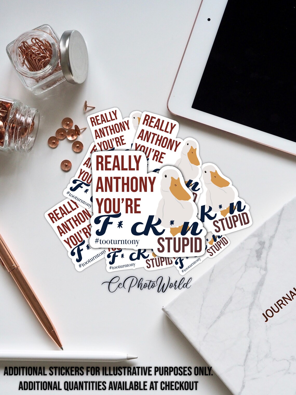 Too Turnt Tony Sticker Tiktoker Phrase Gift Waterproof - Etsy