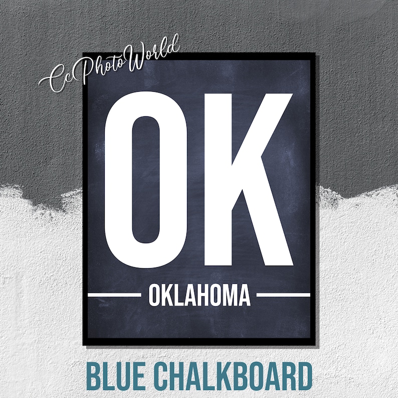 Oklahoma State Abbreviation Art Print Oklahoma Wall Art US Etsy