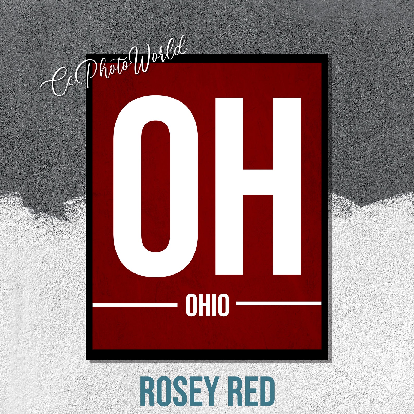 Ohio State Abbreviation Art Print Ohio Wall Art US Wall Etsy