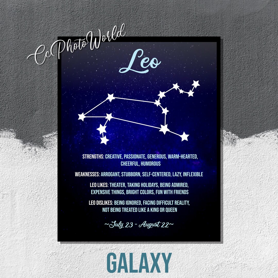 Leo Character Traits Horoscope Wall Art Zodiac Poster Etsy