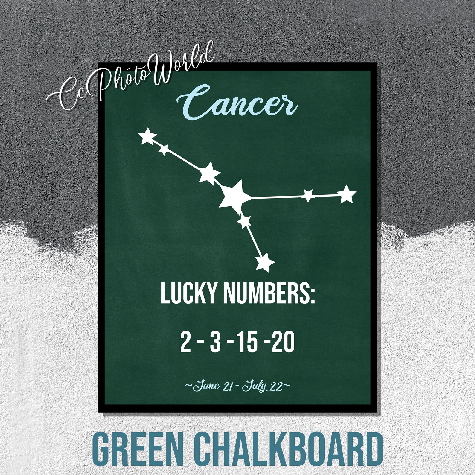 Cancer Lucky Numbers Horoscope Wall Art Cancer Zodiac Art Etsy