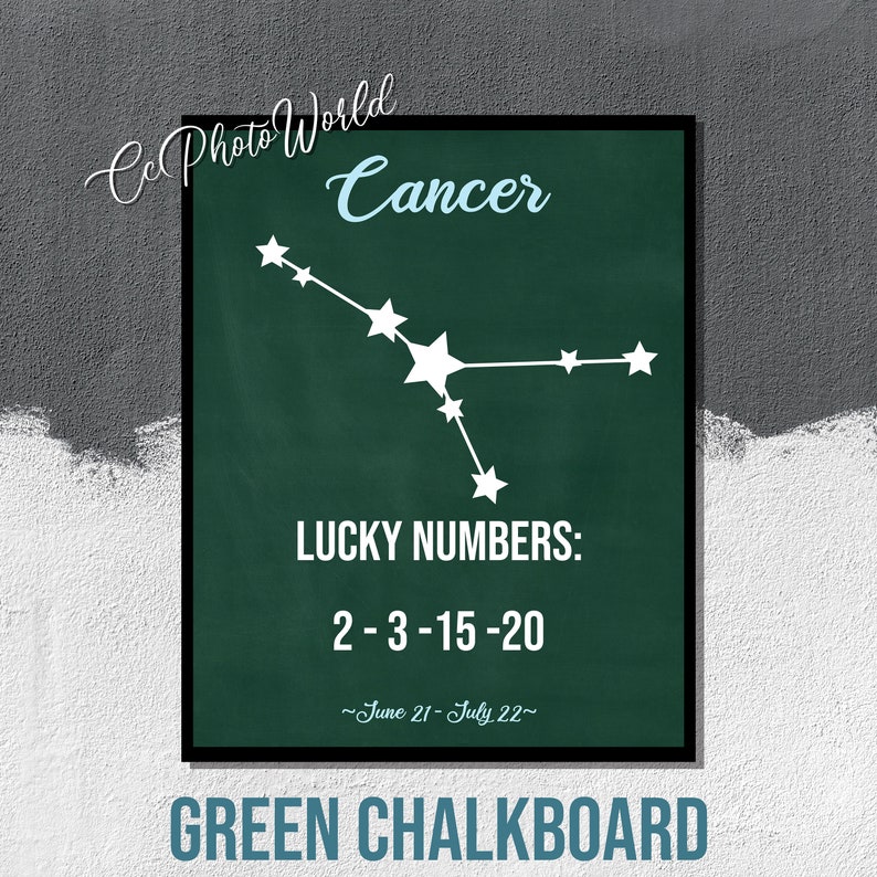 Cancer Lucky Numbers Horoscope Wall Art Cancer Zodiac Art Etsy