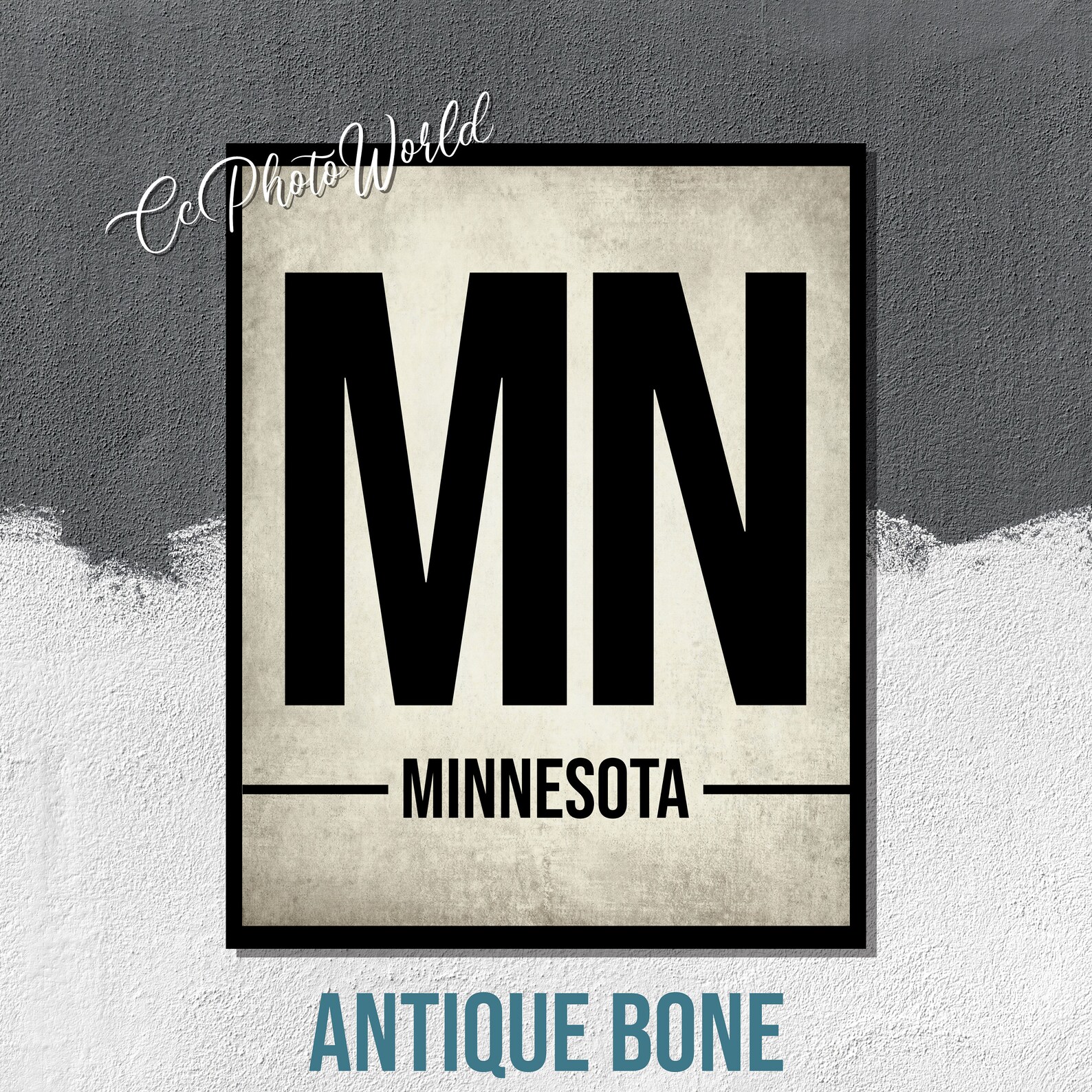 Minnesota State Abbreviation Art Print Minnesota Decor US Etsy