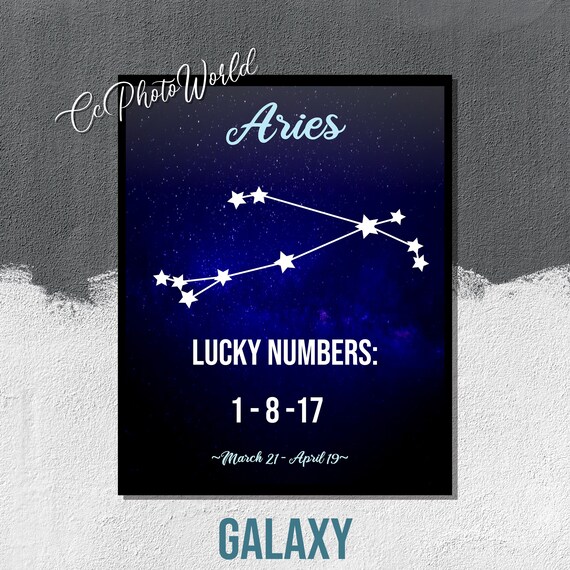 Aries Lucky Numbers Horoscope Wall Art Aries Zodiac Art Etsy