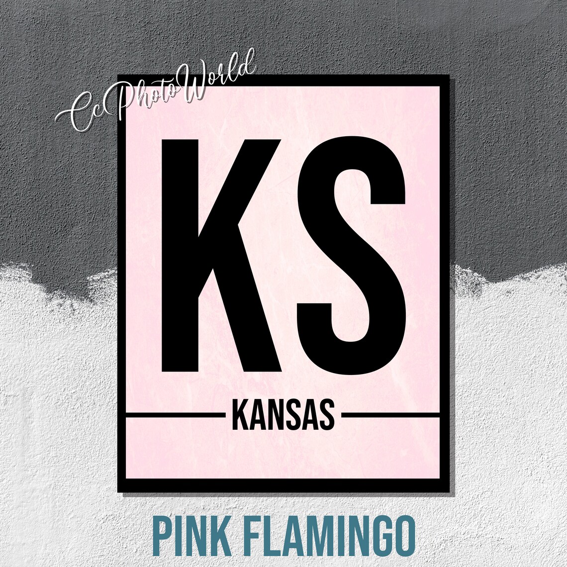 Kansas State Abbreviation Art Print Kansas Wall Art US Etsy
