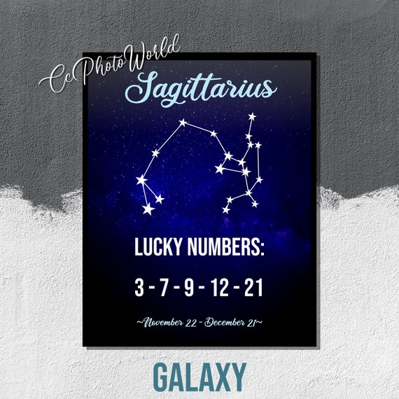 Sagittarius Lucky Numbers Horoscope Wall Art Sagittarius Etsy