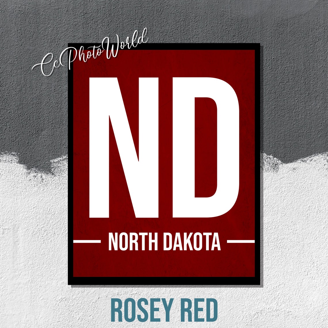 North Dakota State Abbreviation Art Print North Dakota Wall Etsy