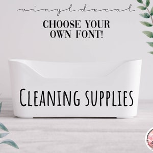 Cleaning Supplies Vinyl Decal - Clean Label - Bathroom Decals - Bathroom Organization Decals - Bathroom Organizer Labels - Bathroom Labels