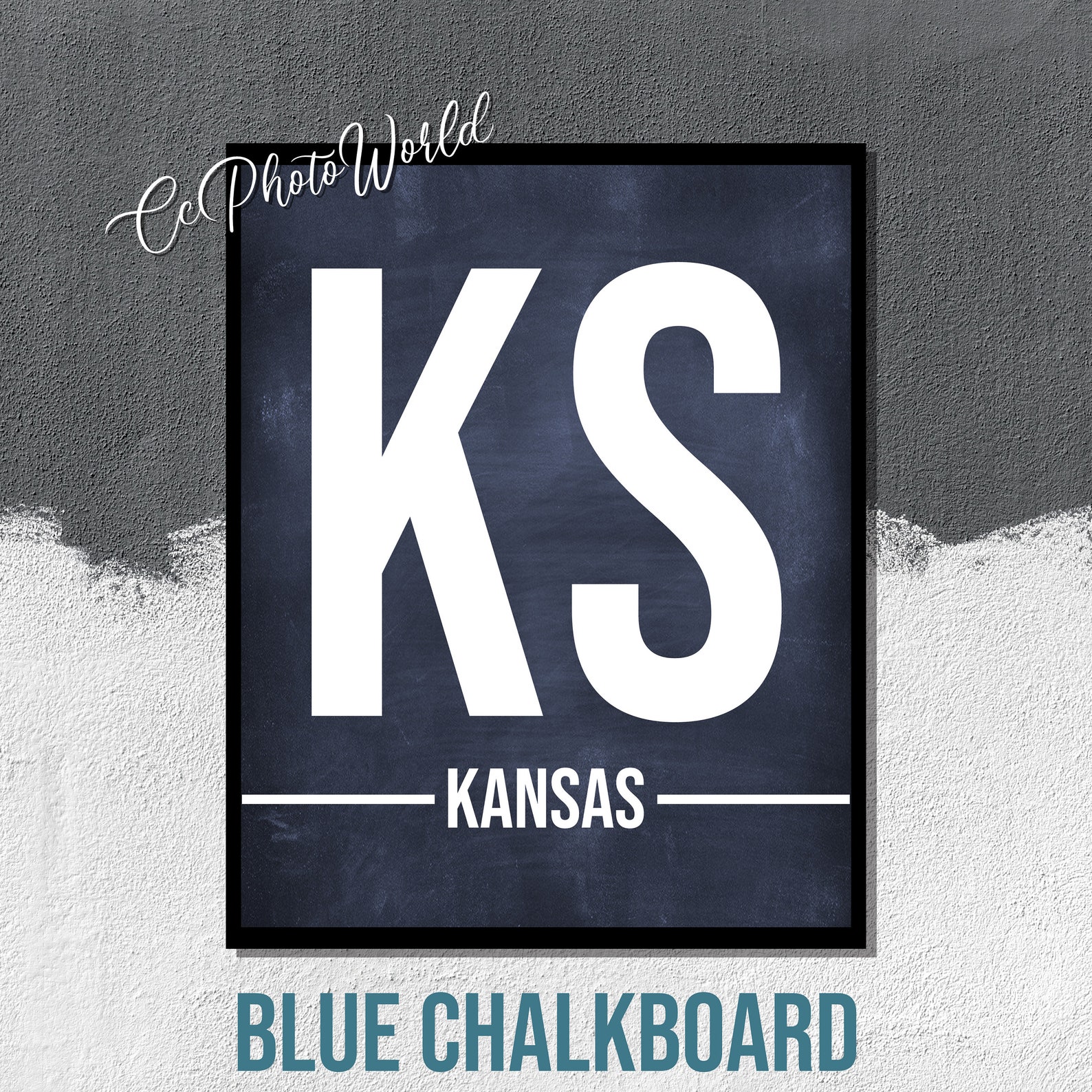 Kansas State Abbreviation Art Print Kansas Wall Art US Etsy