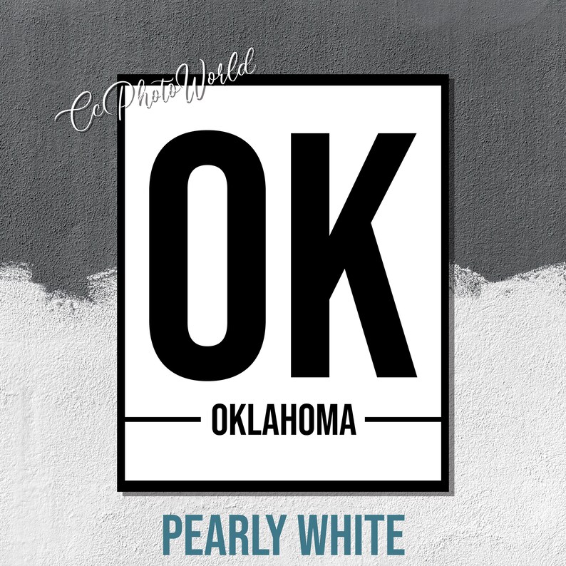 Oklahoma State Abbreviation Art Print Oklahoma Wall Art US Etsy