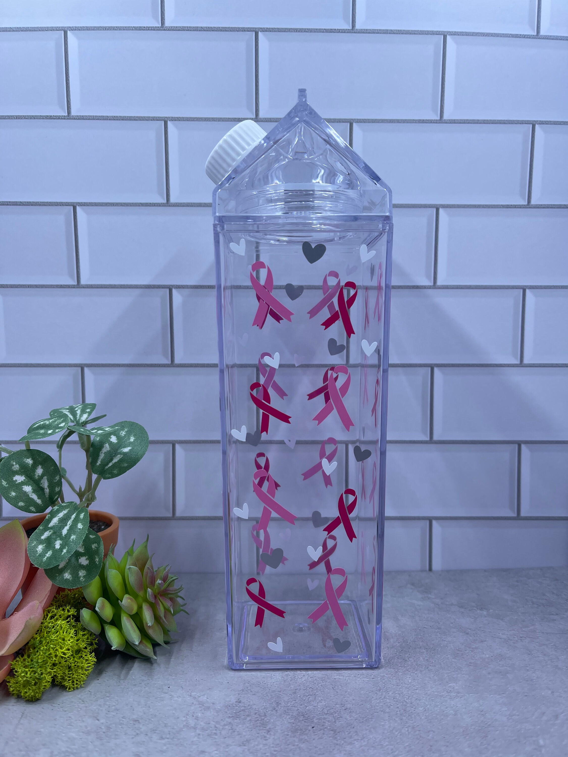 Botella Agua Contra El Cancer Botella de agua de cáncer de mama Botella de cartón de leche | Etsy