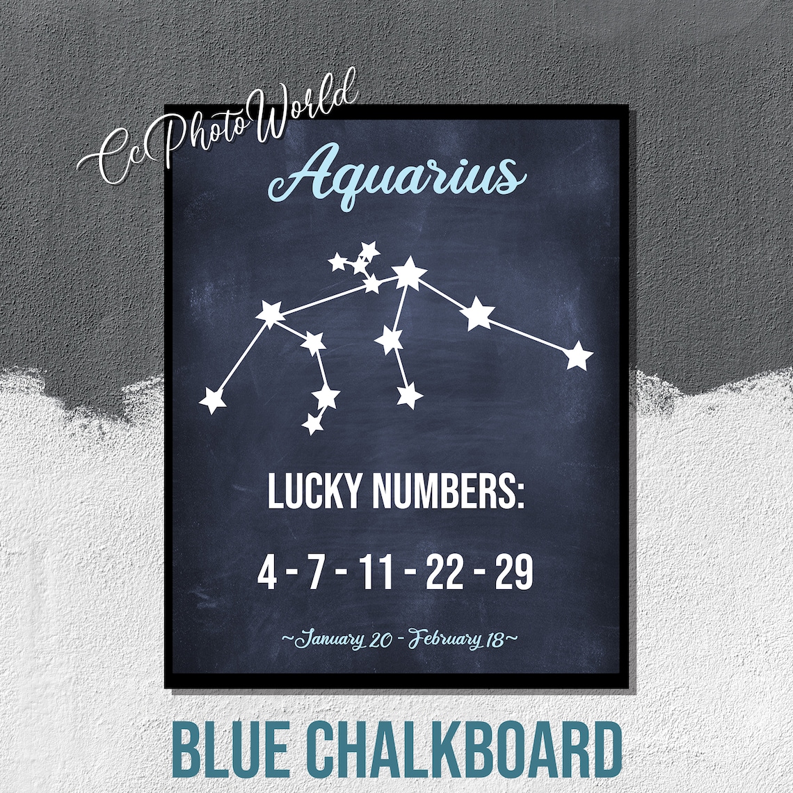 Aquarius Lucky Numbers Horoscope Wall Art Zodiac Poster Etsy