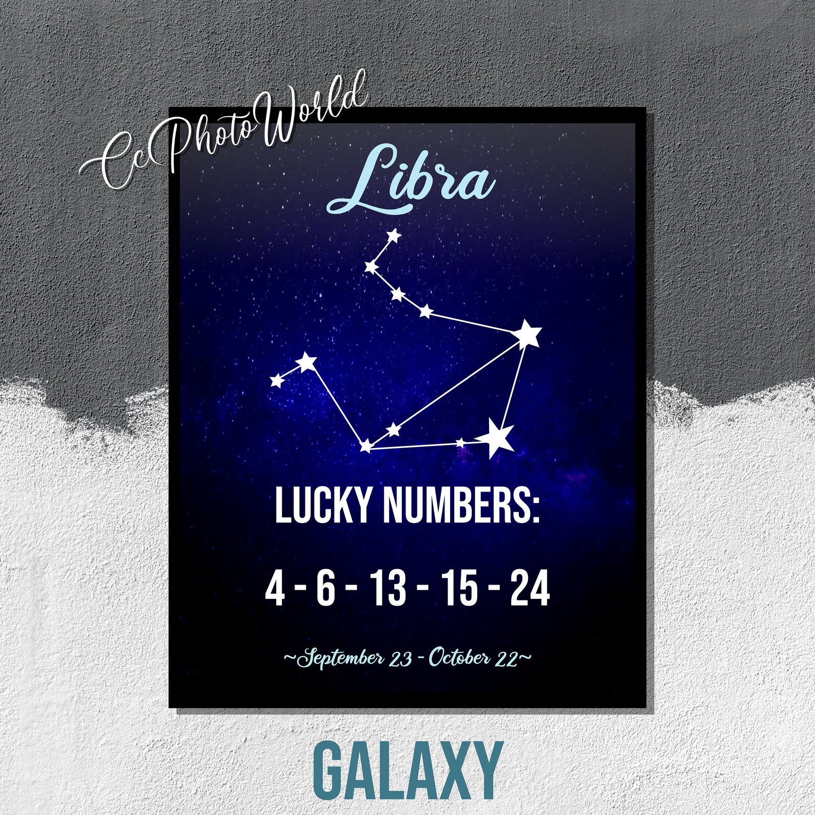 Libra Lucky Numbers Horoscope Wall Art Libra Zodiac Art Etsy