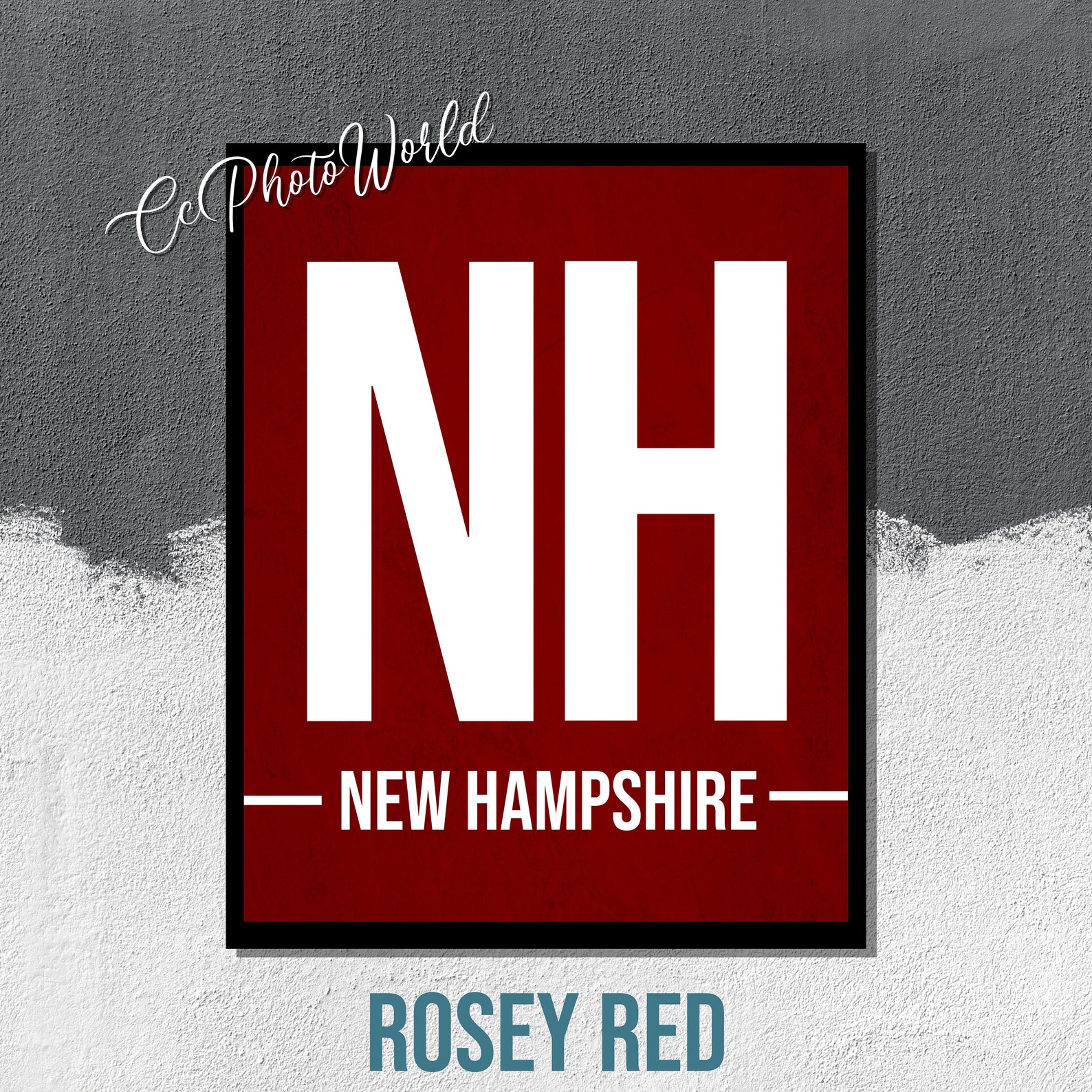 New Hampshire State Abbreviation Art Print New Hampshire Etsy