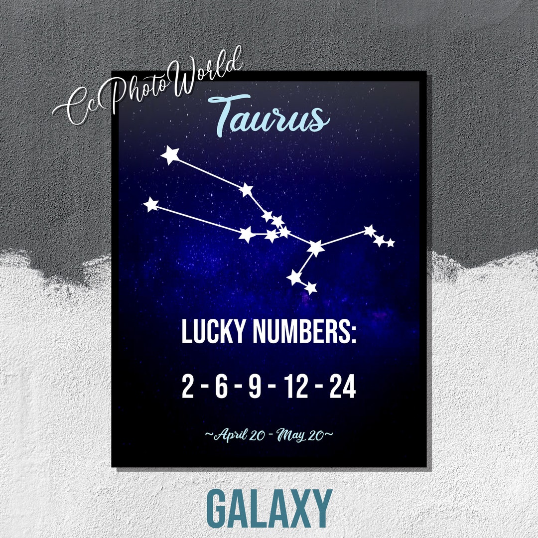 Taurus Lucky Numbers Horoscope Wall Art Taurus Zodiac Art Etsy
