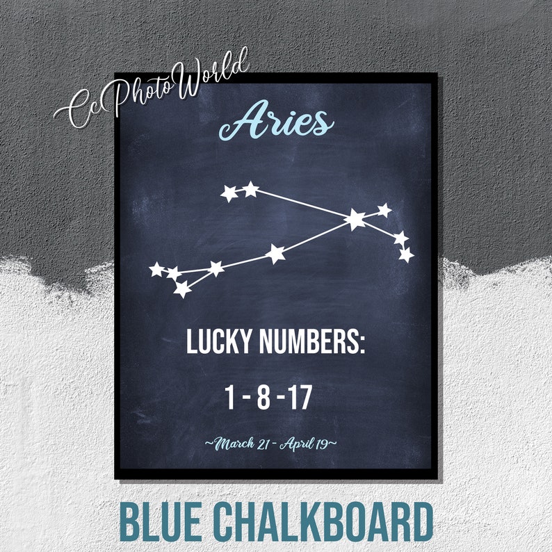 Aries Lucky Numbers Horoscope Wall Art Aries Zodiac Art Etsy