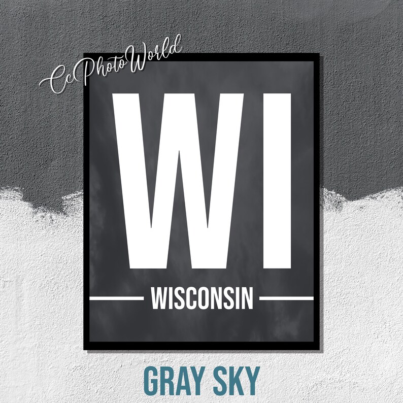 Wisconsin State Abbreviation Art Print Wisconsin Wall Art Etsy