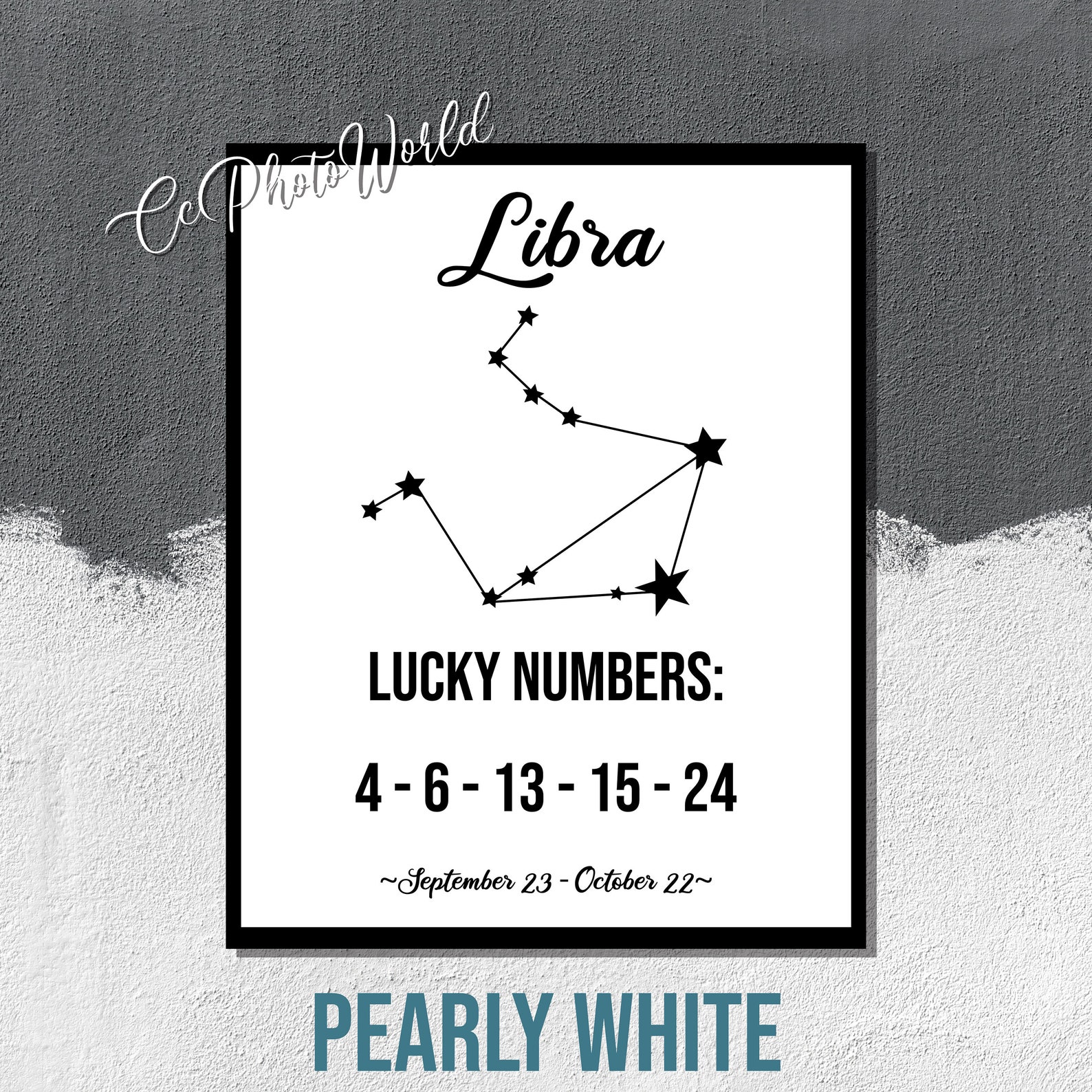 Libra Lucky Numbers Horoscope Wall Art Libra Zodiac Art Etsy