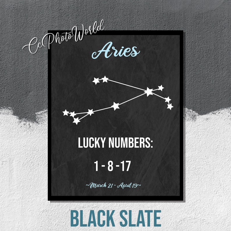 Aries Lucky Numbers Horoscope Wall Art Aries Zodiac Art Etsy
