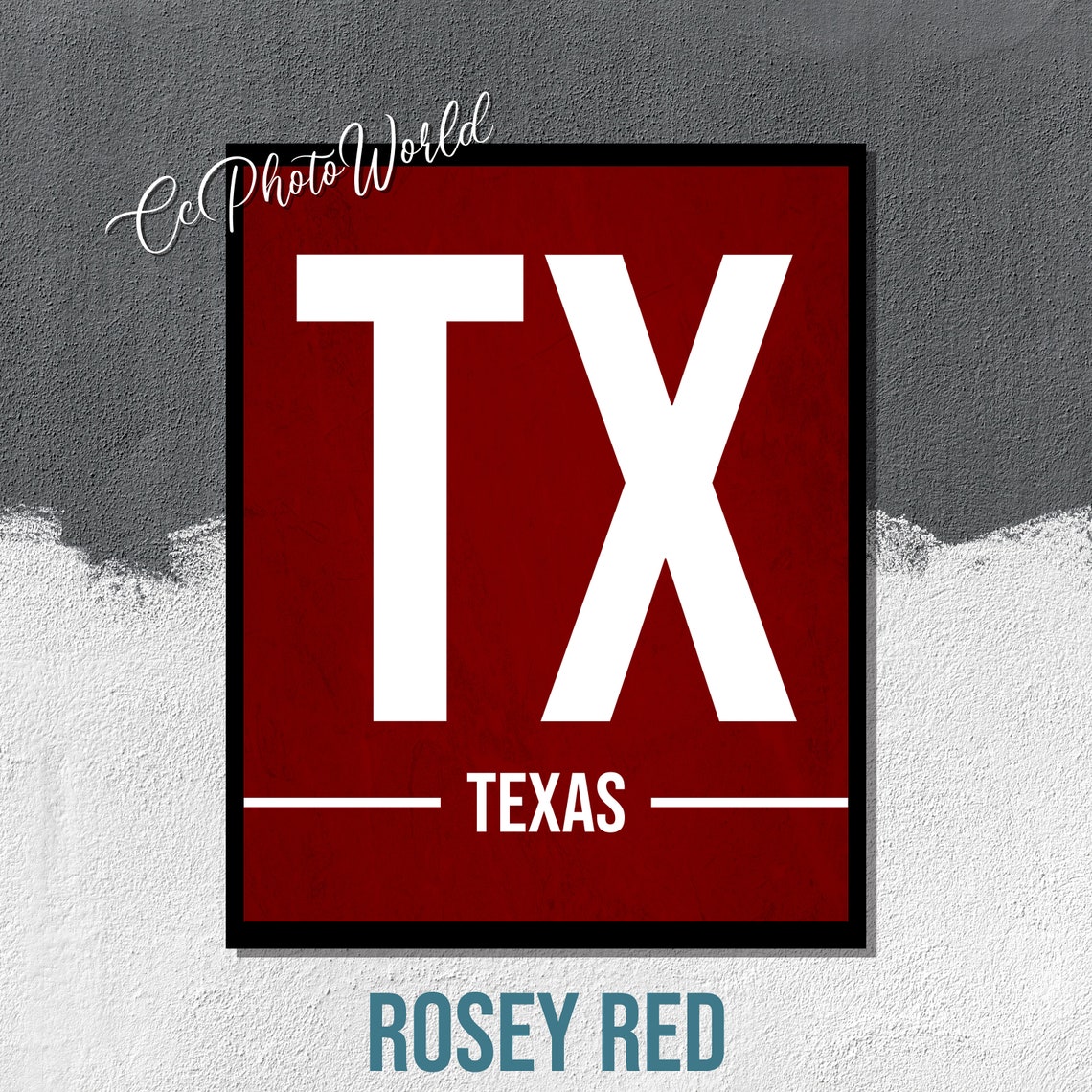 Texas State Abbreviation Art Print Texas Wall Art US Wall Etsy