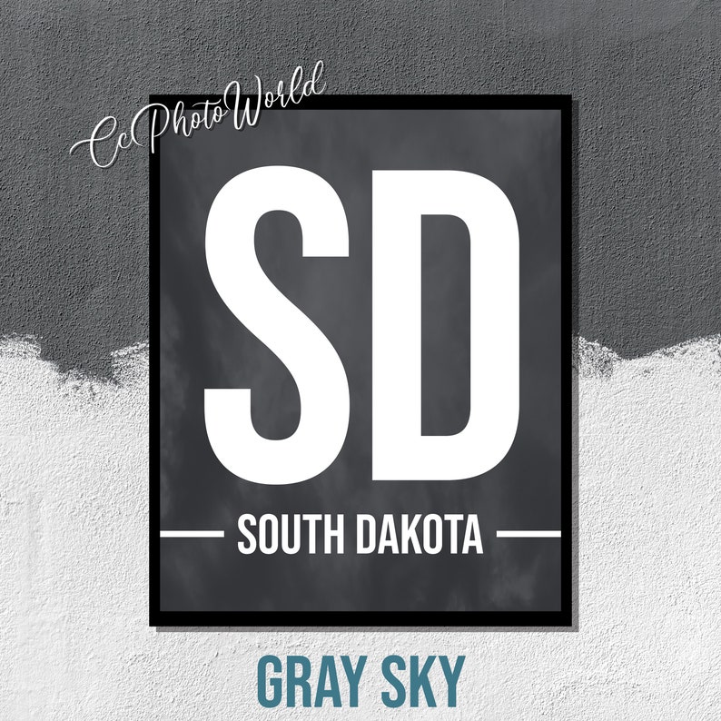 South Dakota State Abbreviation Art Print South Dakota Wall Etsy