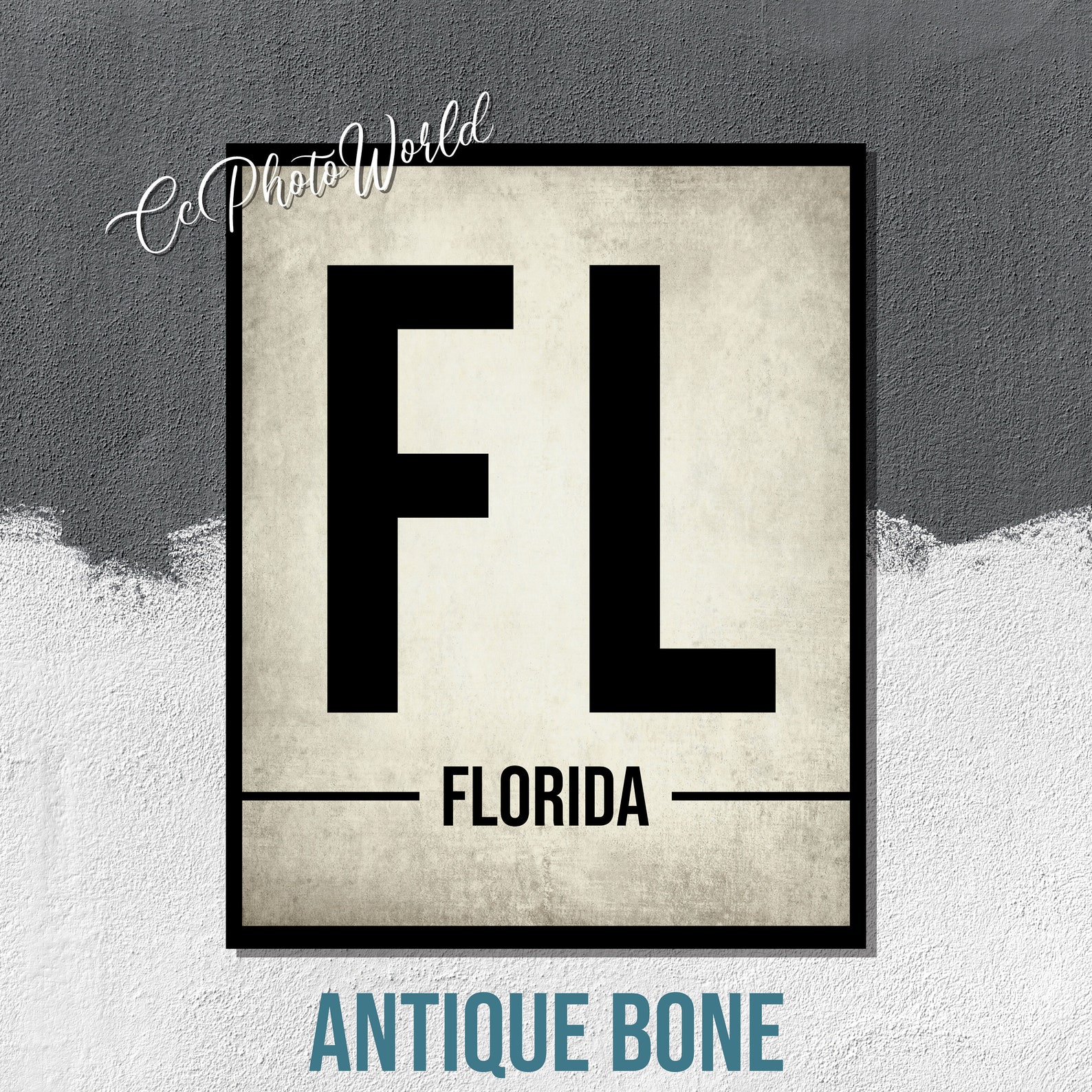 Florida State Abbreviation Art Print Florida Wall Art US Etsy