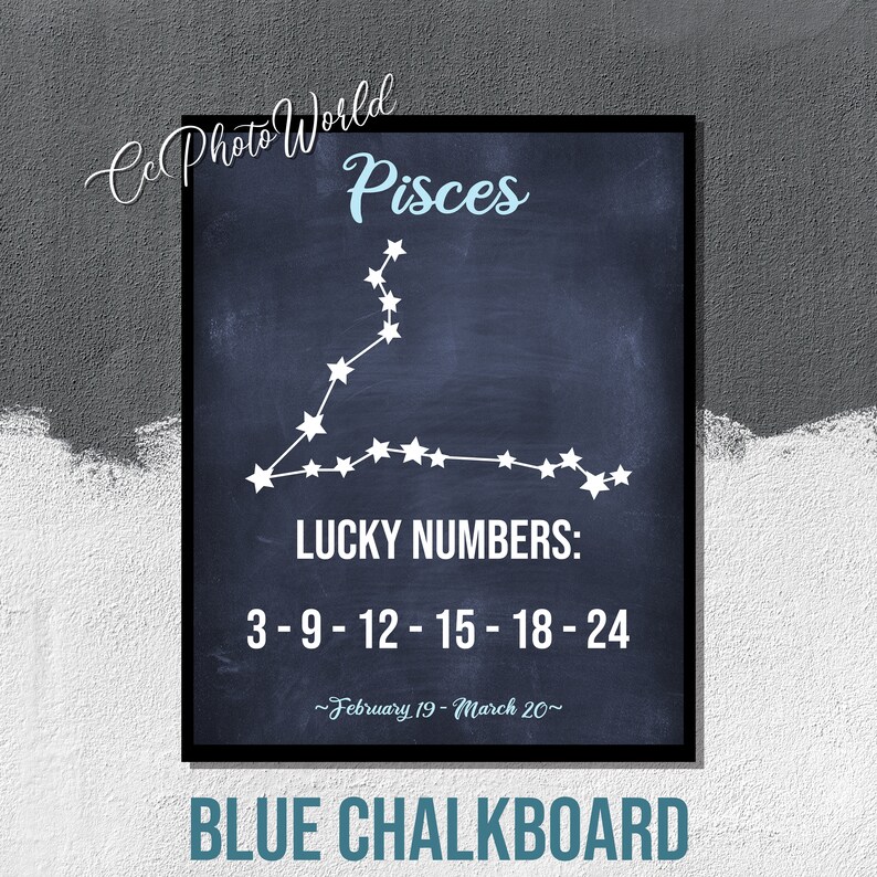 Pisces Lucky Numbers Horoscope Wall Art Pisces Zodiac Art Etsy